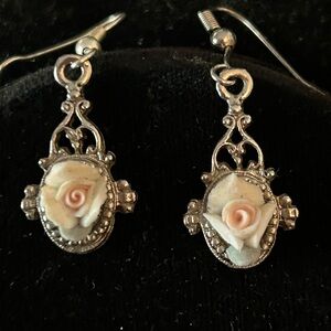Delicate carved rose pierced earrings